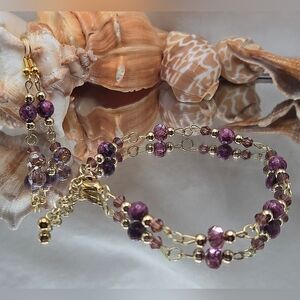Elegant Purple and Gold Beaded Bracelet